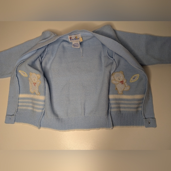 NEW Vintage Baby Kisses 24M Blue Sweater 3 Button Long Sleeve Bear with Football - Picture 11 of 11